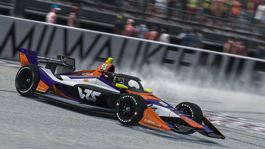 Michele Costantini leads every lap at Milwaukee; Diogo Pinto closes in on INDYCAR ButtKicker iRacing Pro Series title